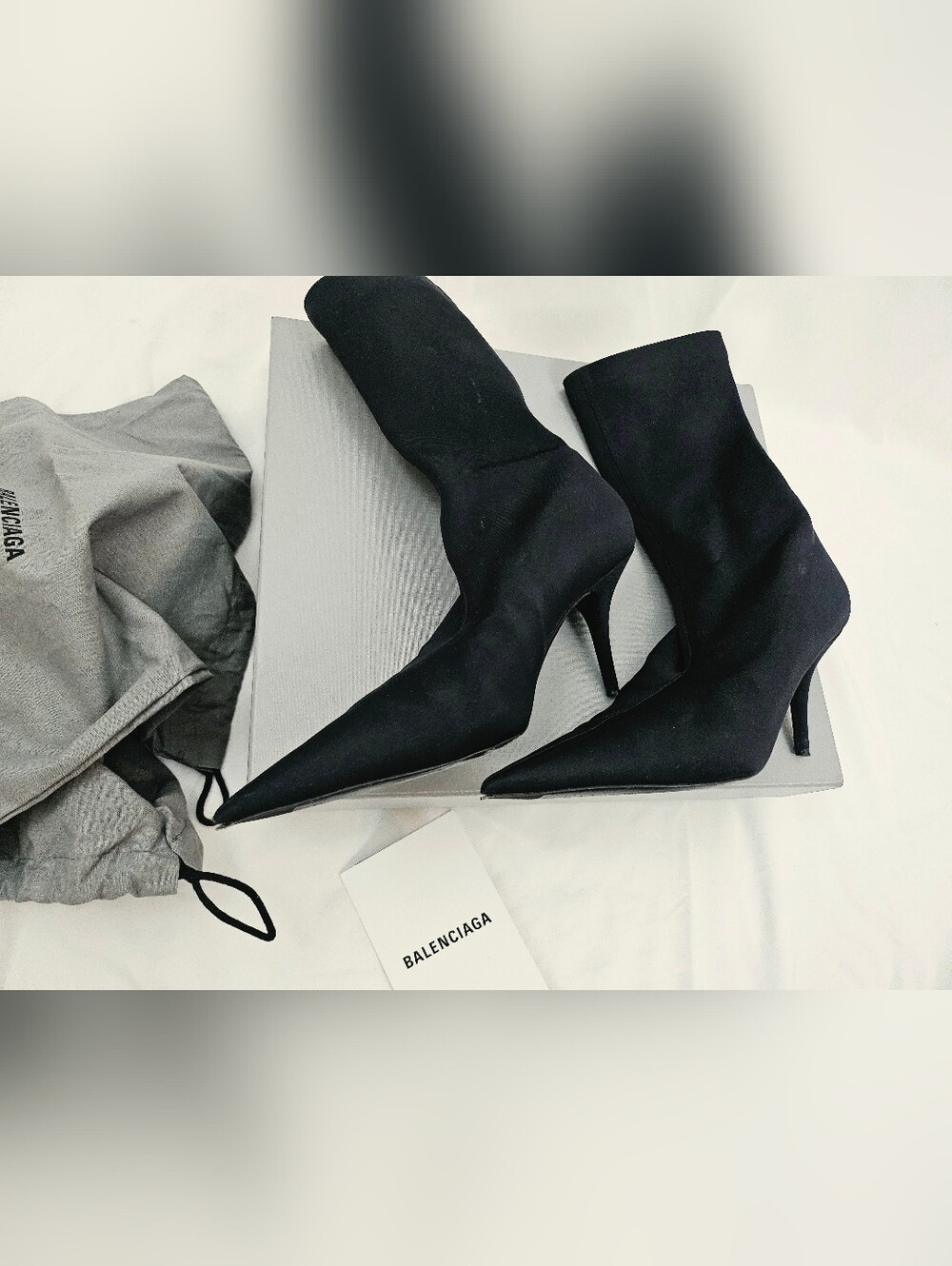 Balenciaga Black Pointed Stretch Heeled Boots